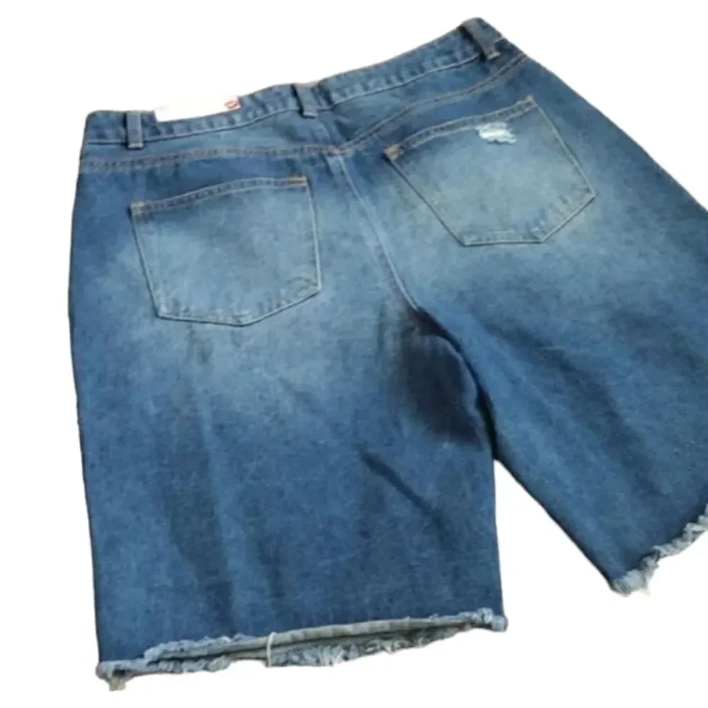 Hot Kiss Highest Rise Ripped  Bermuda Blue Jean‎ Shorts Size 15 NWT